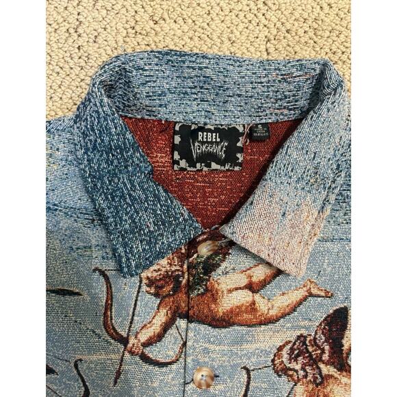 Rebel Vengeance Jacket Men’s SZ S Angel Art Tapestry Venus Renaissance Graphic - Picture 3 of 7